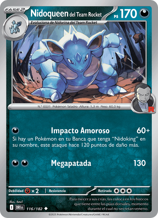Nidoqueen del Team Rocket, carta 116 de Rivales Predestinados