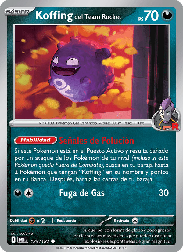 Koffing del Team Rocket, carta 125 di Rivales Predestinados