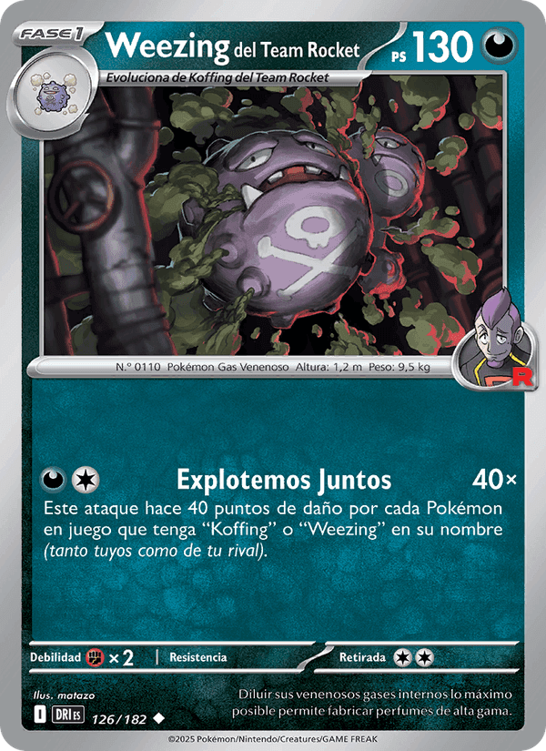 Weezing del Team Rocket, carta 126 de Rivales Predestinados