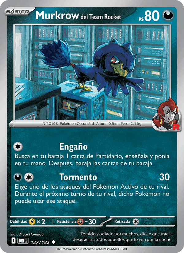 Murkrow del Team Rocket, card 127 from Rivales Predestinados
