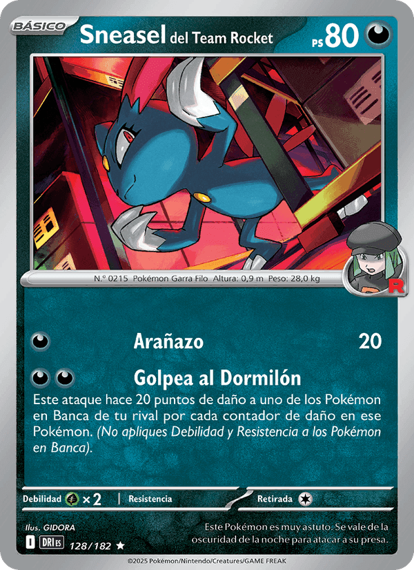 Sneasel del Team Rocket, carta 128 de Rivales Predestinados