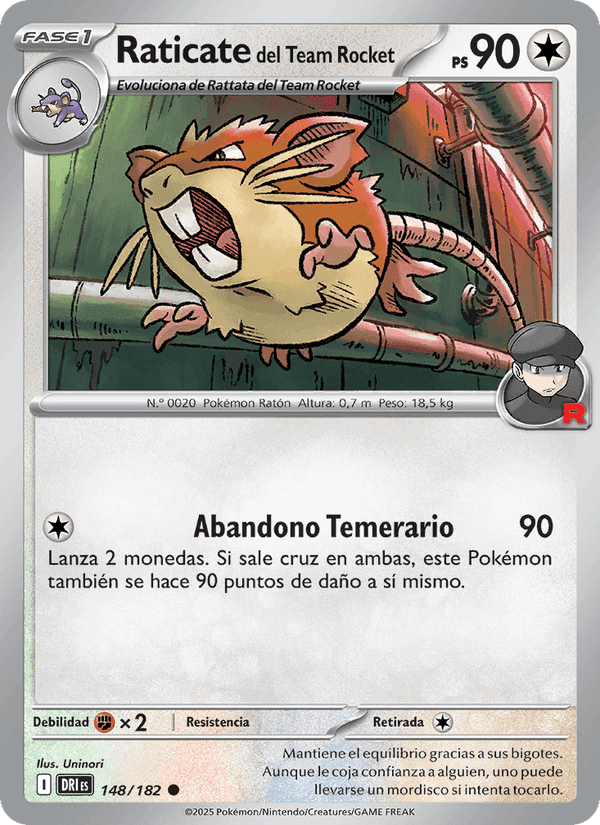 Raticate del Team Rocket, card 148 from Rivales Predestinados