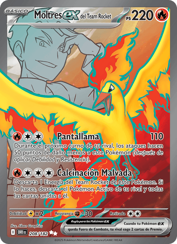 Moltres ex del Team Rocket, carta 208 de Rivales Predestinados