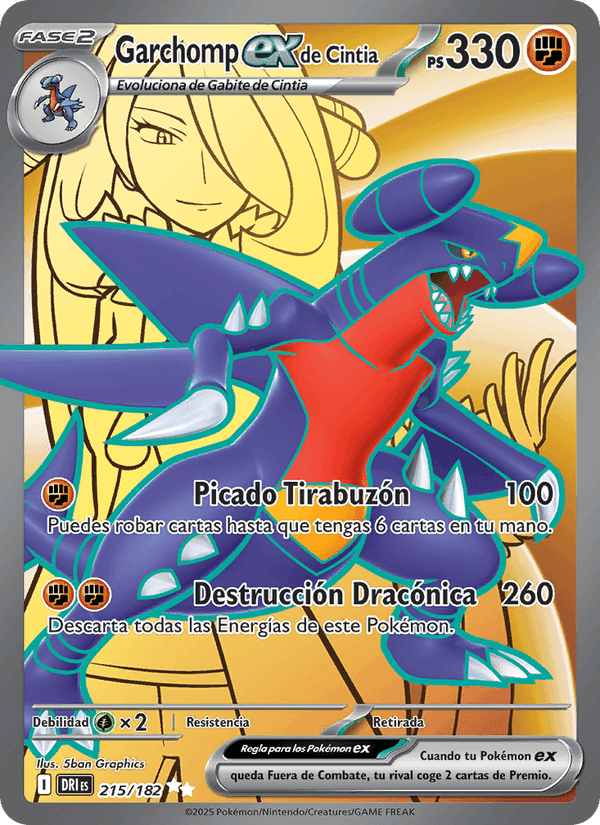 Garchomp ex de Cintia, card 215 from Rivales Predestinados