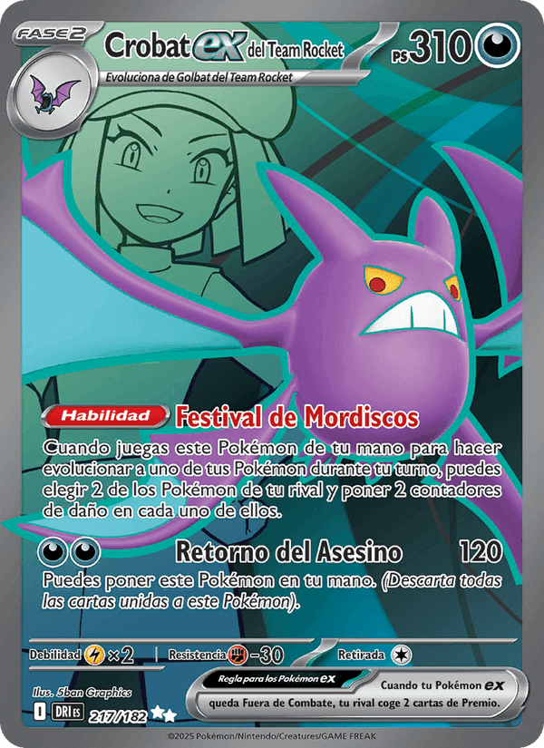 Crobat ex del Team Rocket, carta 217 de Rivales Predestinados