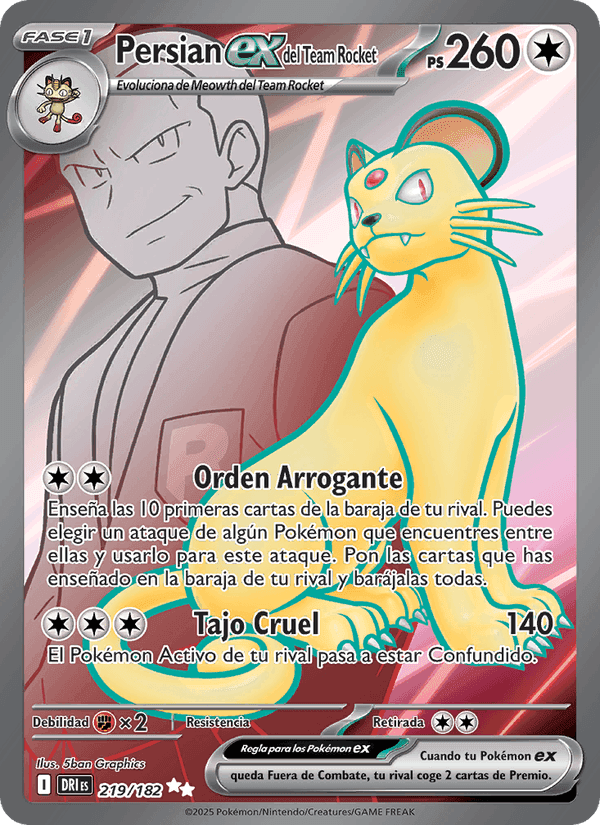 Persian ex del Team Rocket, carta 219 de Rivales Predestinados