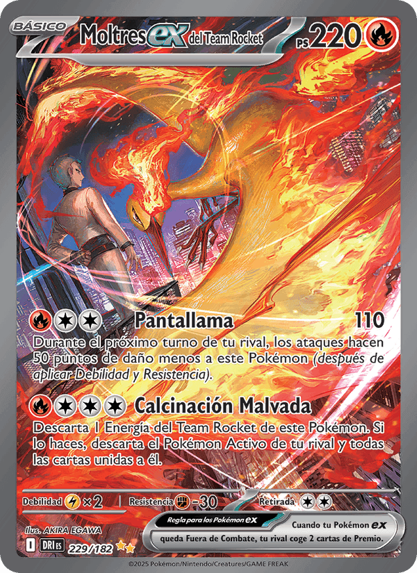 Moltres ex del Team Rocket, carta 229 de Rivales Predestinados