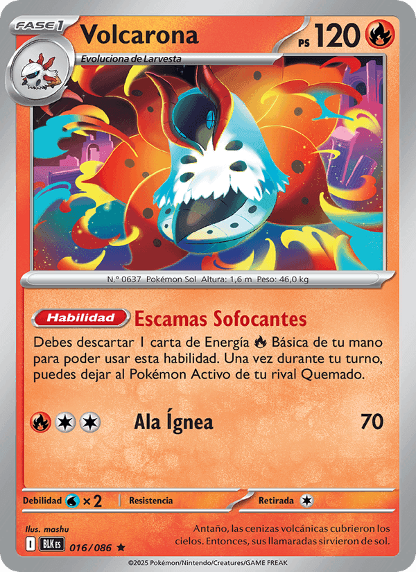 Volcarona, carta 016 de Fulgor Negro
