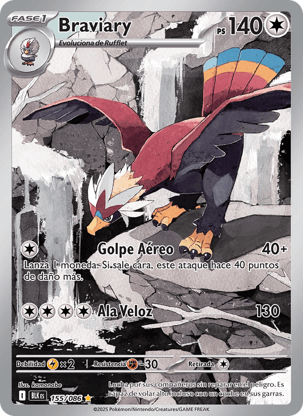 Braviary, carta 155 de Fulgor Negro