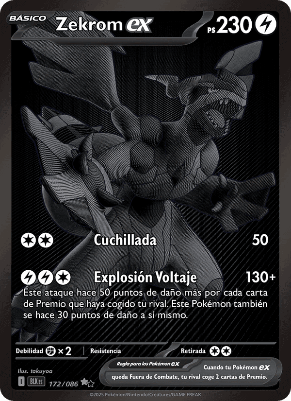 Zekrom ex, carte 172 de Fulgor Negro