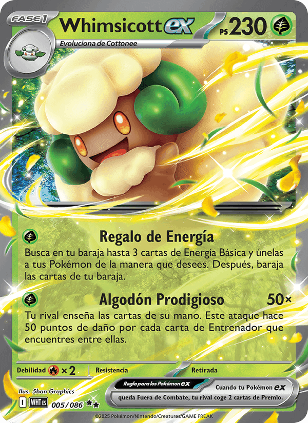 Whimsicott ex, carta 005 de Llama Blanca
