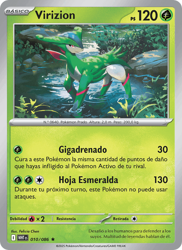 Virizion, carta 010 de Llama Blanca