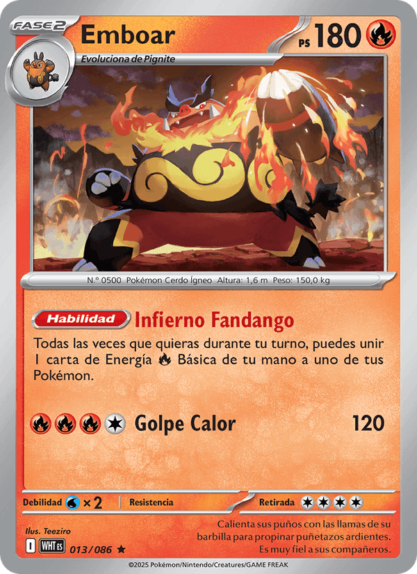 Emboar, carta 013 de Llama Blanca