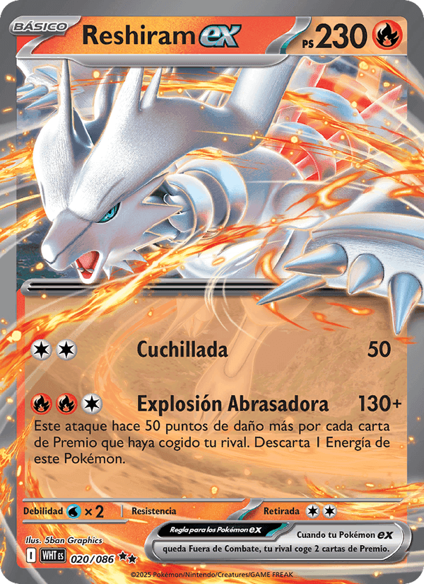 Reshiram ex, carta 020 di Llama Blanca