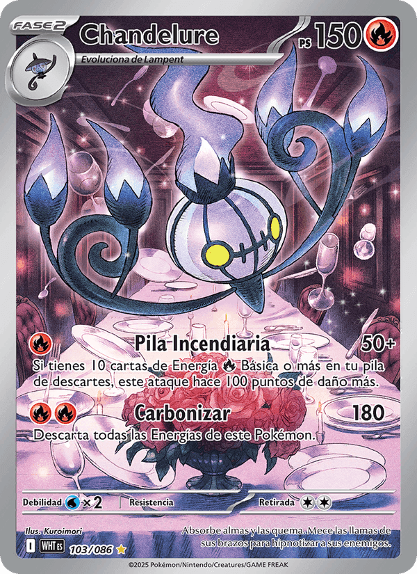 Chandelure, carta 103 de Llama Blanca