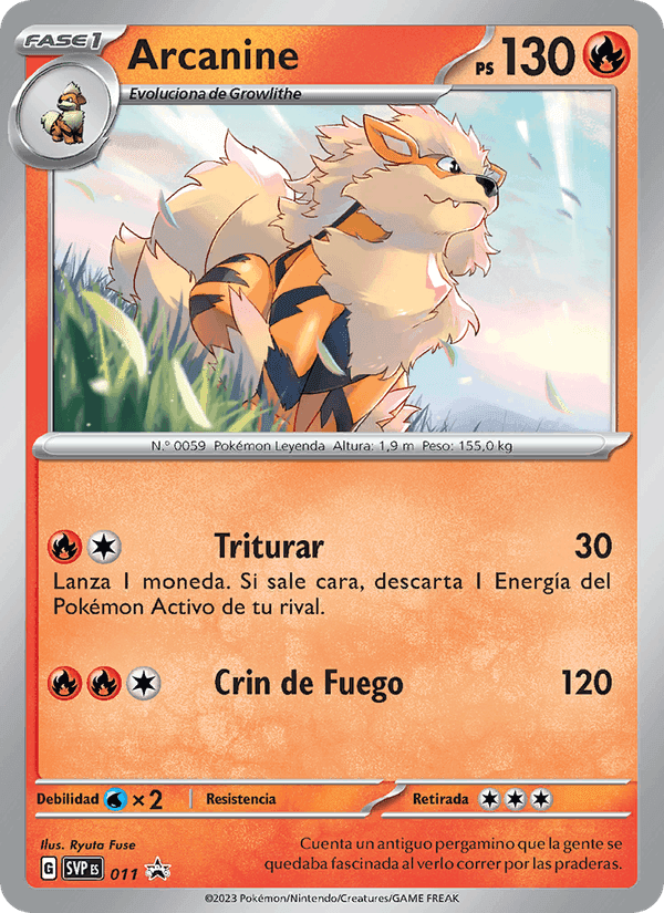Arcanine, card 011 from SVP Black Star Promos
