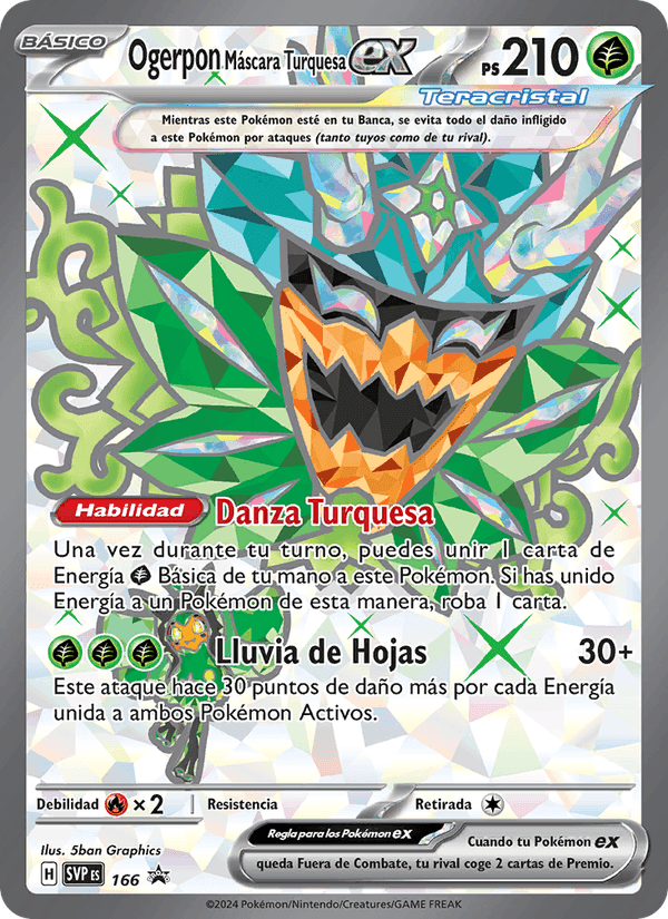 Ogerpon Máscara Turquesa ex, carta 166 di SVP Black Star Promos