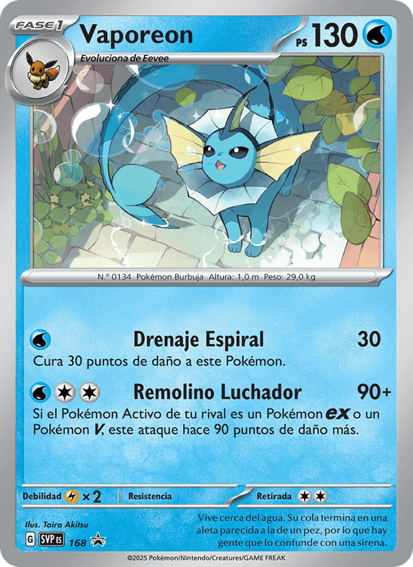 Vaporeon, carte 168 de SVP Black Star Promos