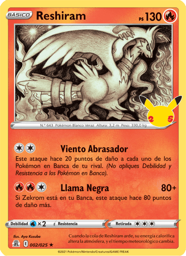 Reshiram, carta 2 de Celebraciones