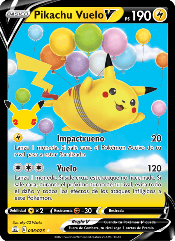 Pikachu Vuelo V, carta 6 de Celebraciones
