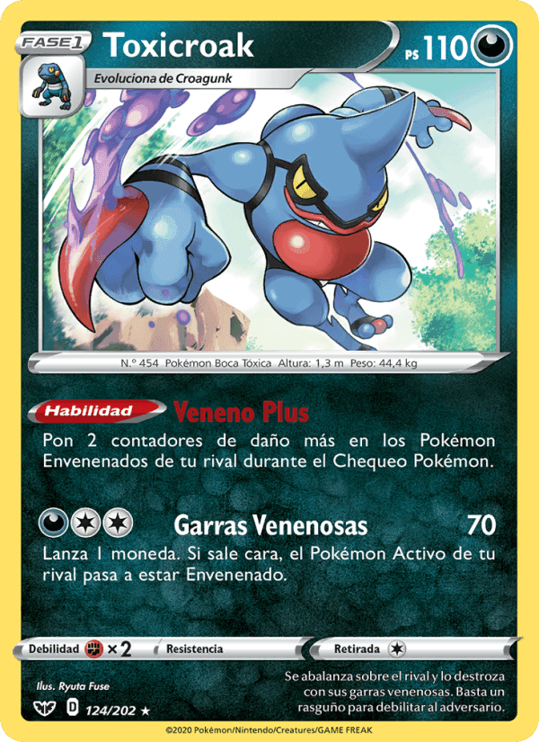 Toxicroak, card 124 from Espada y Escudo