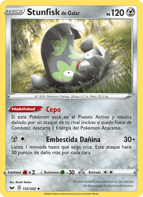 Stunfisk de Galar, carte 132 de Espada y Escudo
