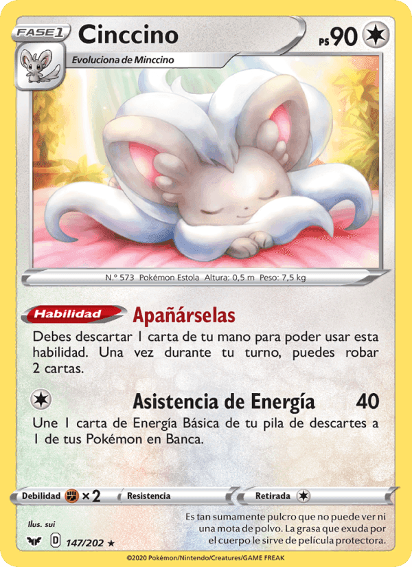 Cinccino, carta 147 de Espada y Escudo