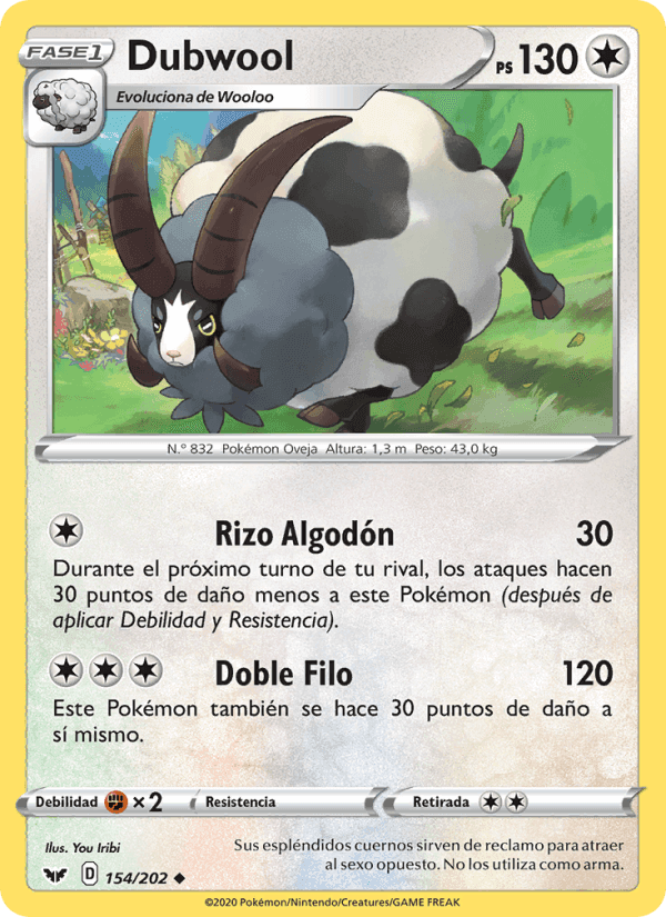 Dubwool, card 154 from Espada y Escudo