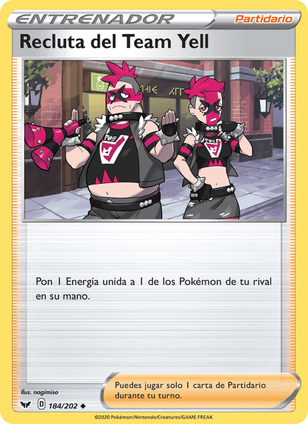 Recluta del Team Yell, carta 184 de Espada y Escudo