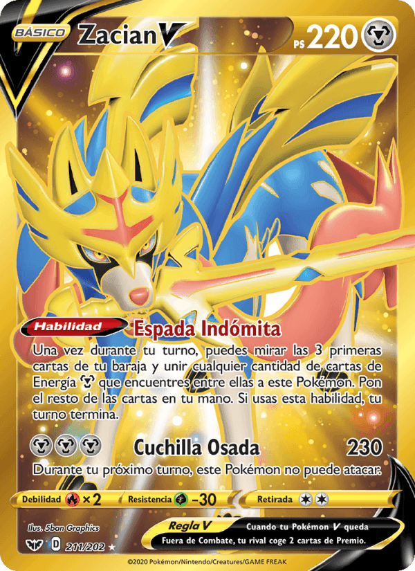 Zacian V, card 211 from Espada y Escudo