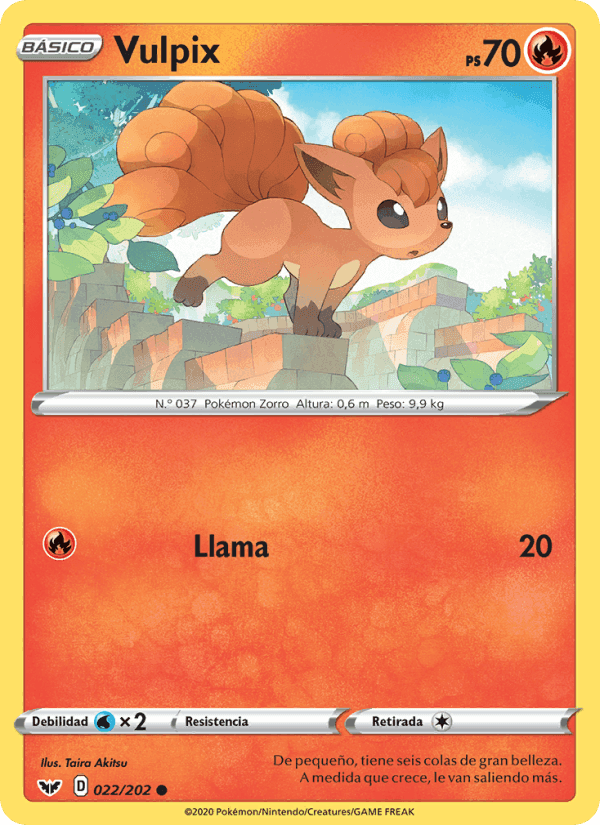 Vulpix, carta 22 de Espada y Escudo