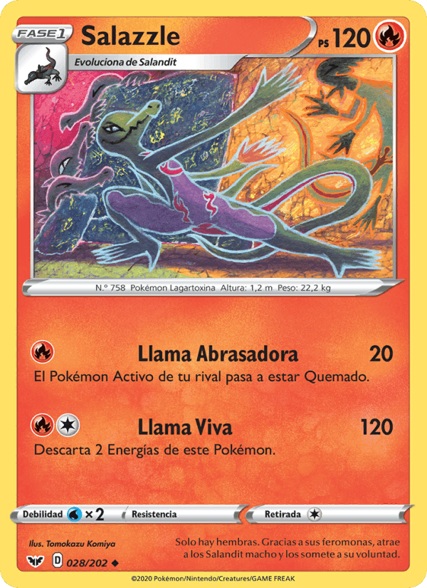Salazzle, card 28 from Espada y Escudo