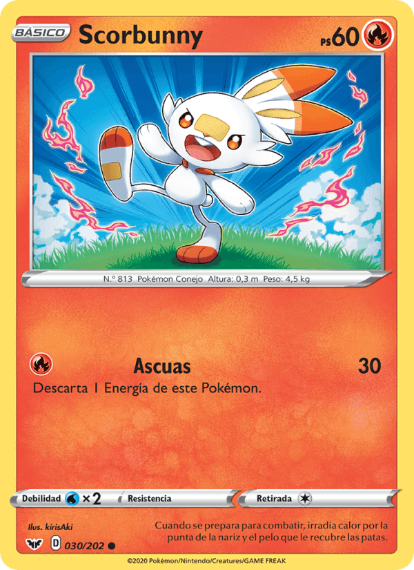 Scorbunny, carte 30 de Espada y Escudo