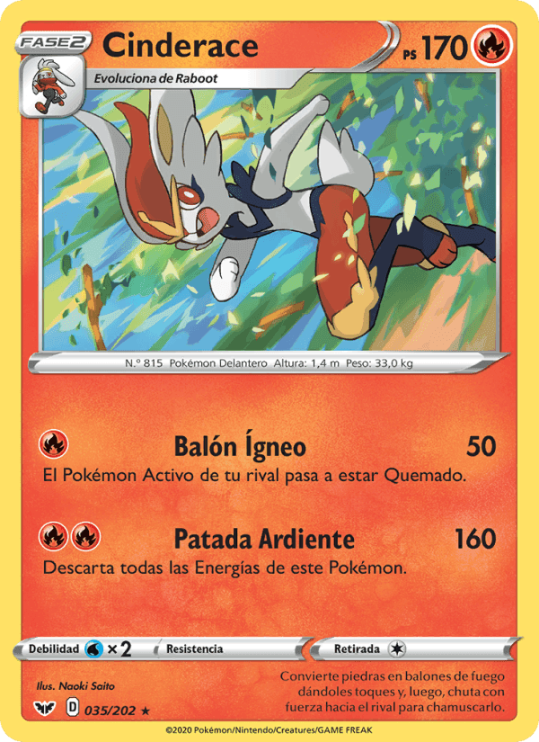 Cinderace, card 35 from Espada y Escudo
