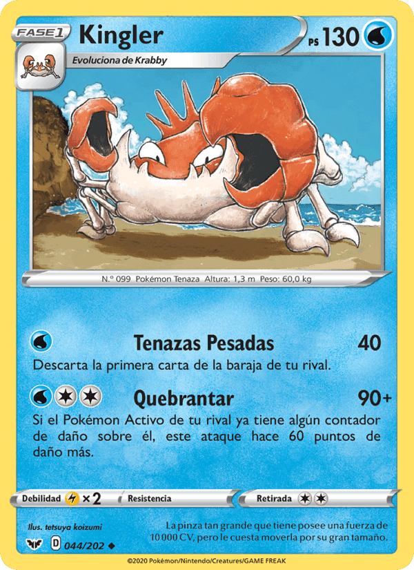 Kingler, carta 44 di Espada y Escudo