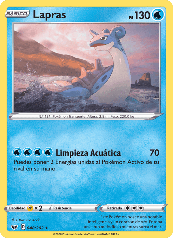 Lapras, carta 48 de Espada y Escudo