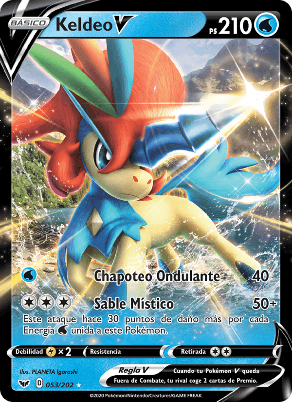 Keldeo V, card 53 from Espada y Escudo