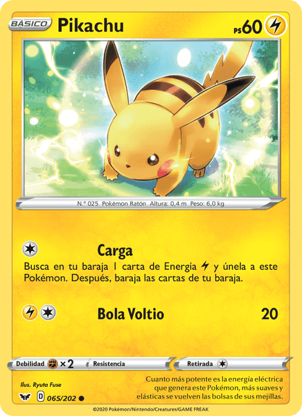 Pikachu, carta 65 di Espada y Escudo