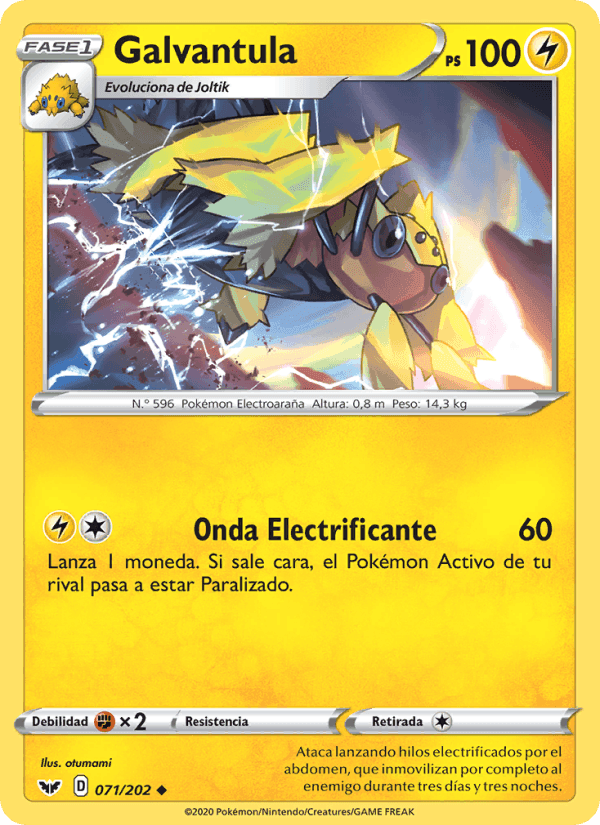 Galvantula, carta 71 de Espada y Escudo