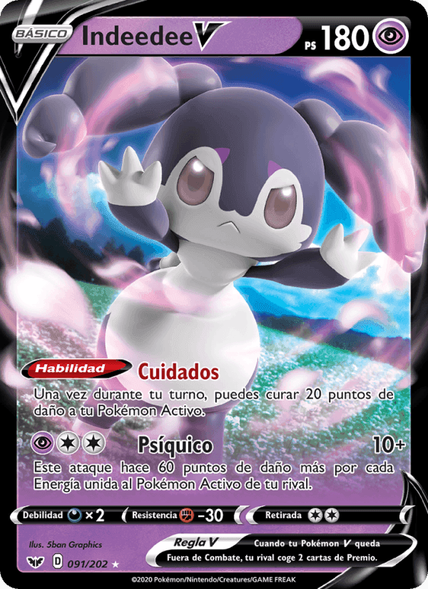 Indeedee V, carta 91 de Espada y Escudo