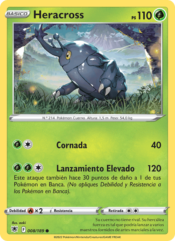 Heracross, carta 008 di Resplandor Astral