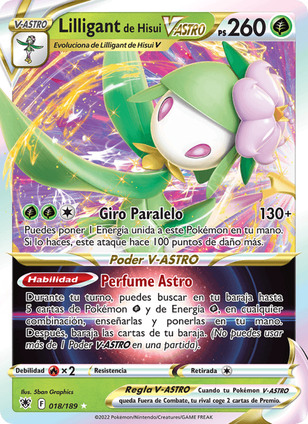 Lilligant de Hisui V-ASTRO, carta 018 di Resplandor Astral