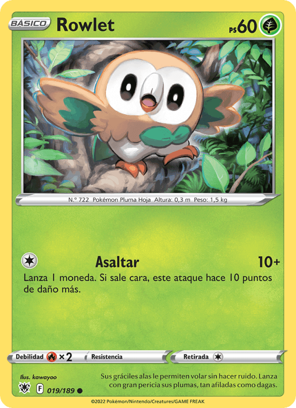 Rowlet, carta 019 de Resplandor Astral