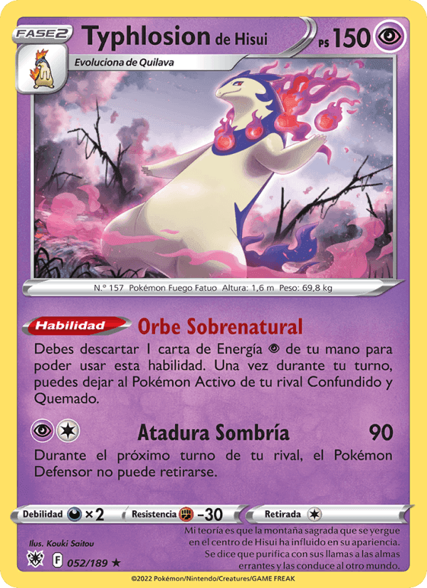 Typhlosion de Hisui, carta 052 di Resplandor Astral