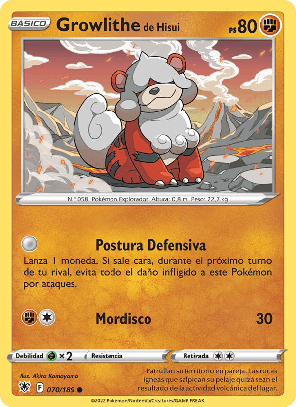 Growlithe de Hisui, carta 070 di Resplandor Astral