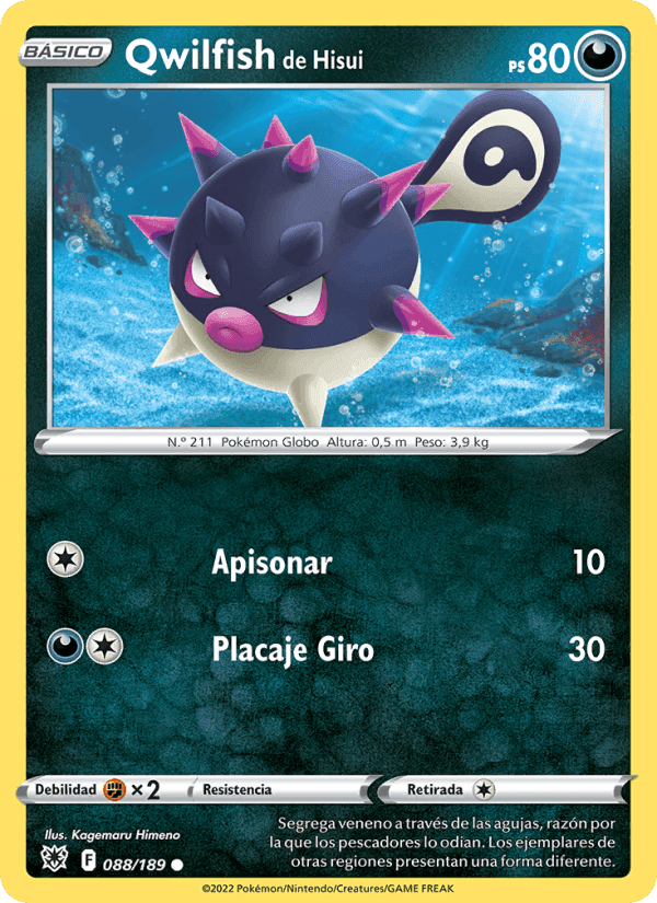 Qwilfish de Hisui, carta 088 de Resplandor Astral