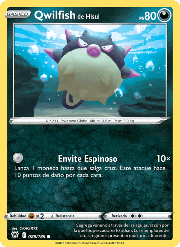 Qwilfish de Hisui, carta 089 de Resplandor Astral