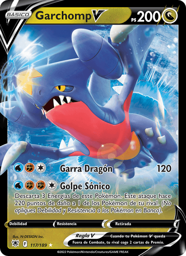Garchomp V, card 117 from Resplandor Astral