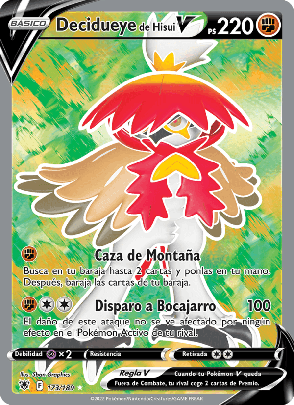 Decidueye de Hisui V, carta 173 de Resplandor Astral