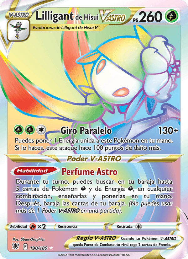 Lilligant de Hisui V-ASTRO, card 190 from Resplandor Astral